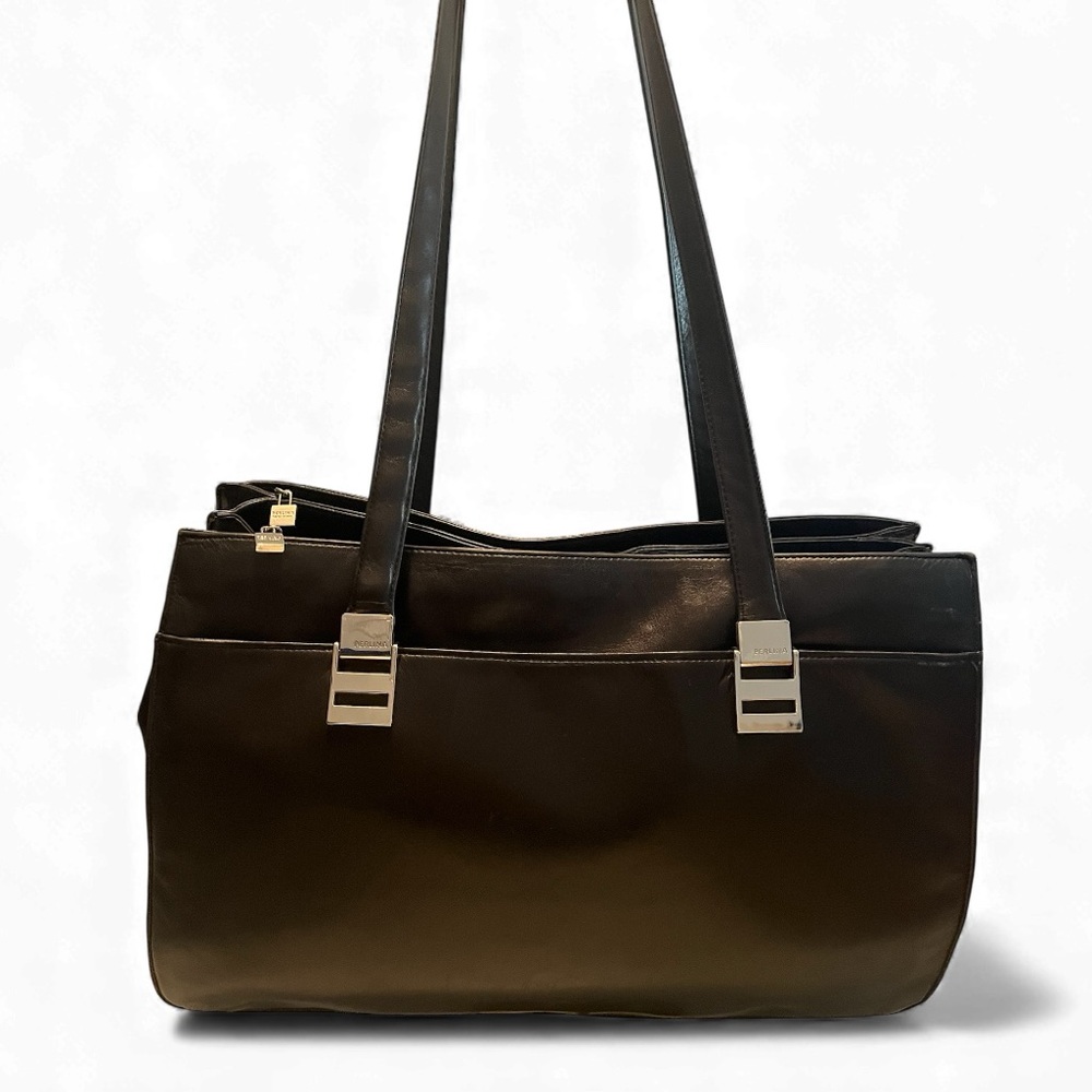 Perlina Black Shoulder Bag with Silver Hardware